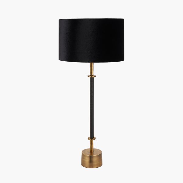 VINTAGE FRENCH TABLE LAMP SMALL BRASS LIGHT WITH BLACK METAL BASE Ref ANV9