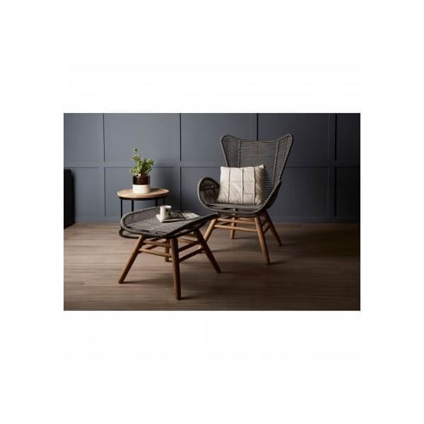 Cecil Grey Rope Lounger Chair and Stool