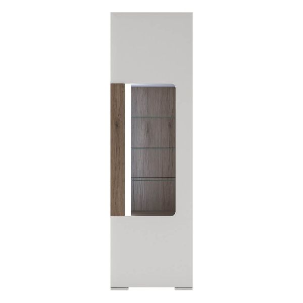 Designer Style White Narrow Glazed Cabinet