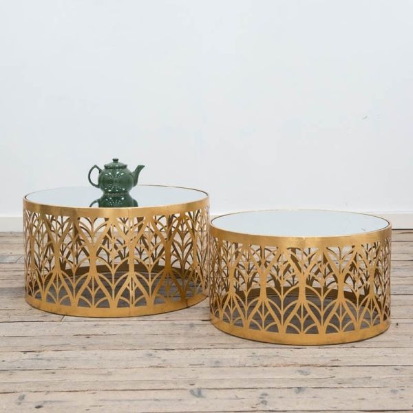 Gin Shu Gold Set of Large and Small Coffee Tables
