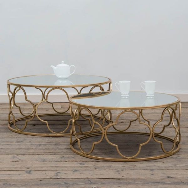 Gold Parisienne Metal Set of 2 Coffee Tables