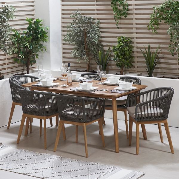 Grey wood outlet outdoor dining set