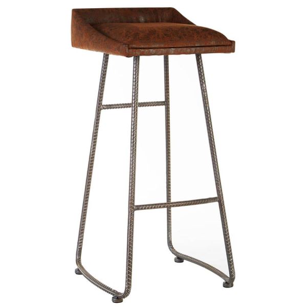 Industrial New Edition Brown Leather Effect Bar Stool