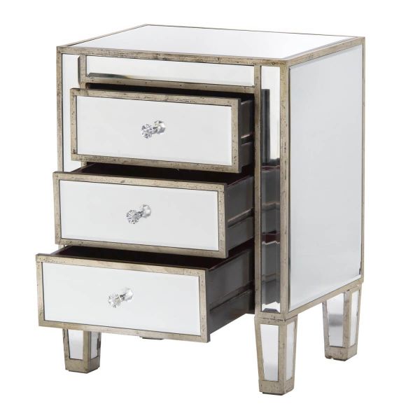 mirrored antique bedside tables