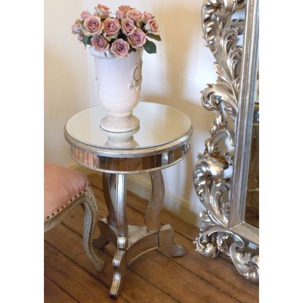 Mirrored Antique Round Side Table
