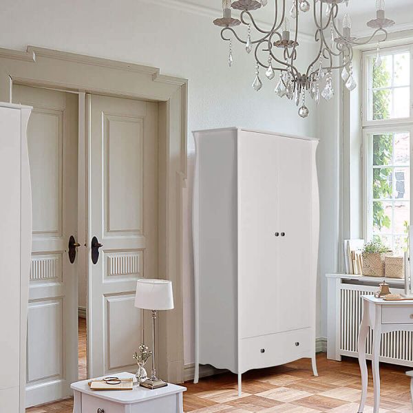 Provence Inspired White Wardrobe 2 Doors 1 Drawers