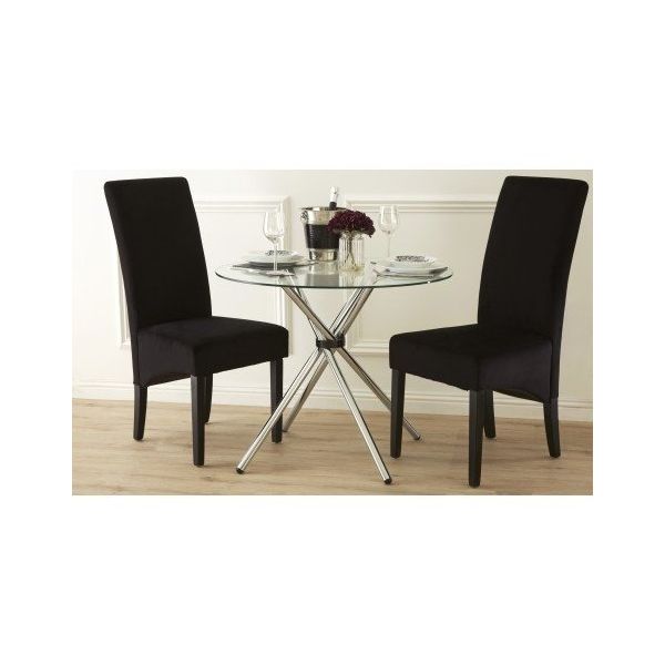 Round Clear Glass Dining Table With Chrome Finish Legs