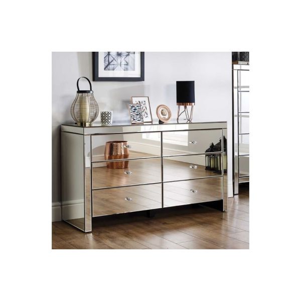 Savannah Mirrored 6 Drawer Sideboard Chest of Drawers
