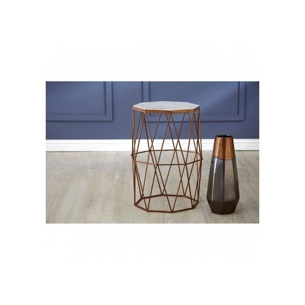 Shazaar Dark Copper And Marble Side Table