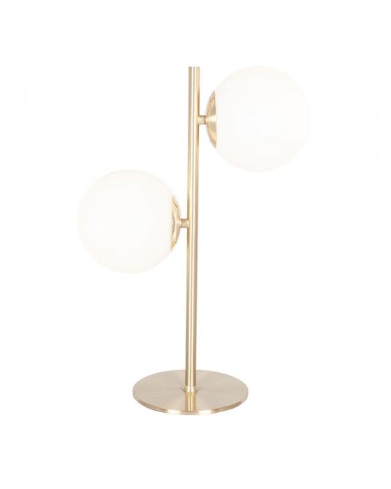 2 White Orb Metal Gold Table Lamp