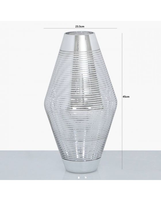  45cm Silver Stripe Glass Vase