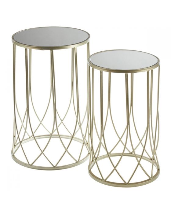 Avantis Champagne and Mirror Glass Metal Tables