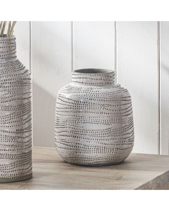Alina White Dot Design Small Stoneware Vase