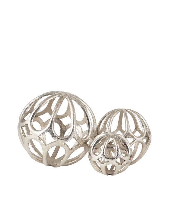 Set of 3 Shiny Silver Decorative Balls