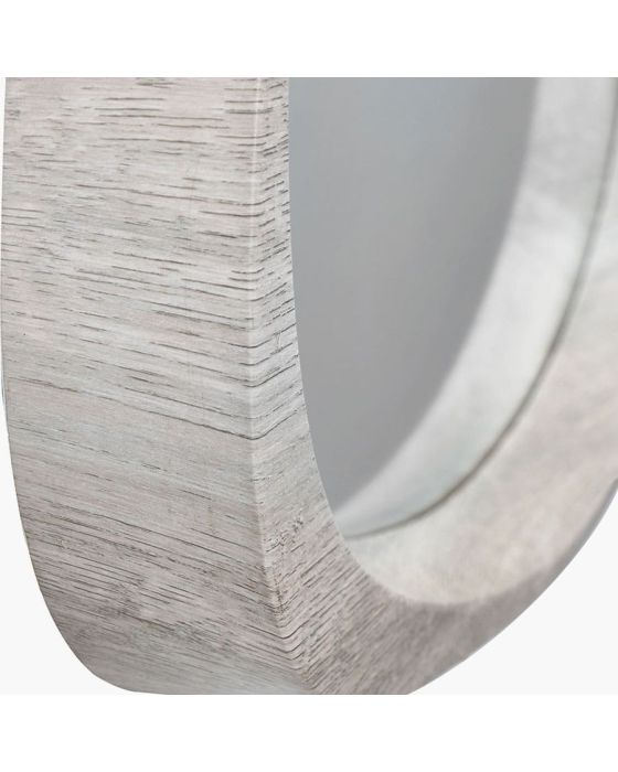 Grey Oak Veneer Curved Wall Mirror