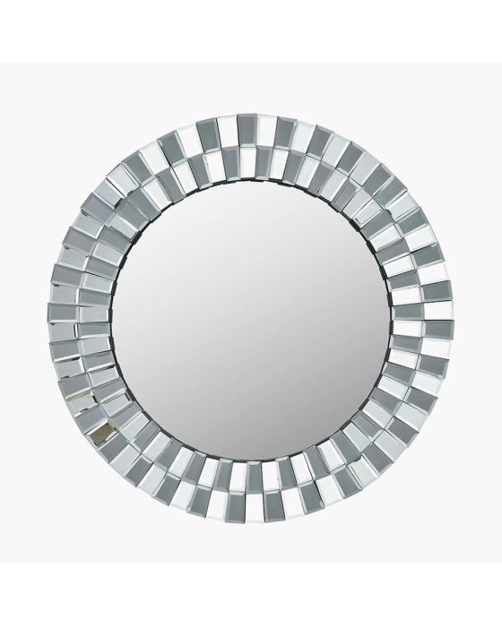 Mirrored Glass Tile Round Wall Mirror