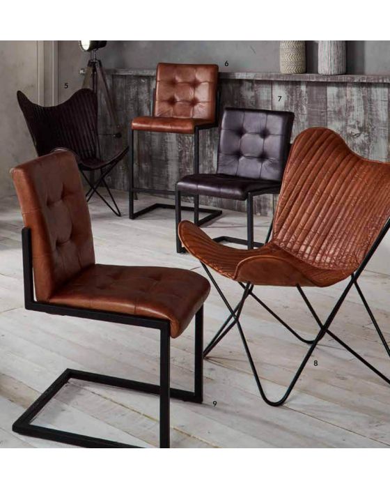 Admiral Leather and Iron Butterfly Chair