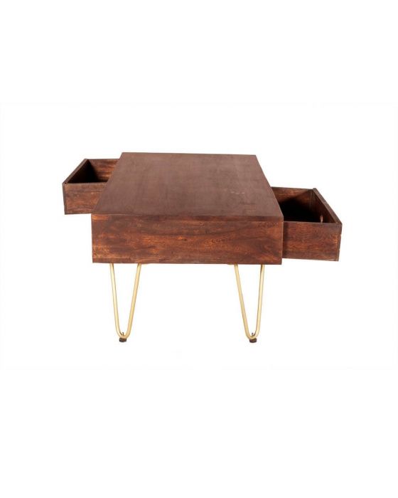 Ajay Dark Gold Rectangular Coffee Table With Gold Inlay