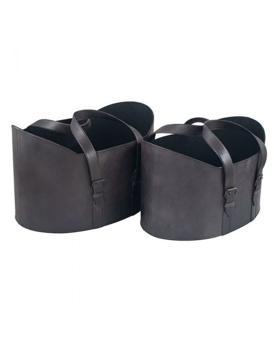 Alessia Leather Set of 2 Storage Baskets