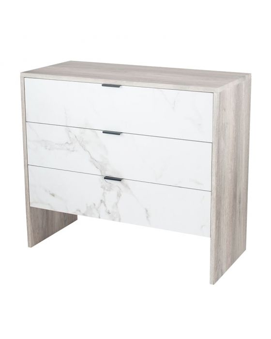 Alivia Grey and Marble Effect 3 Drawer Chest