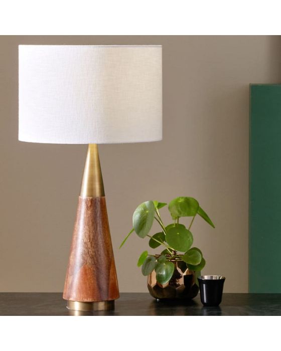 Allura Antique Brass and Dark Wood Table Lamp - Base Only
