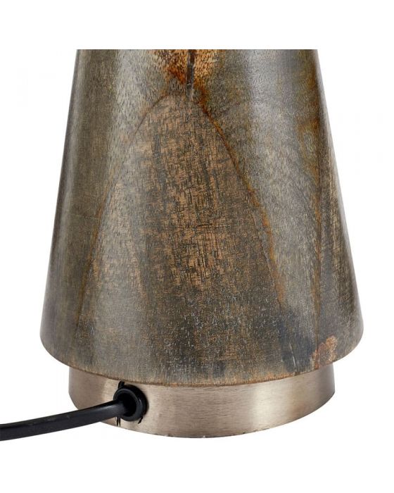 Allura Brushed Silver and Grey Wash Wood Table Lamp - Base Only