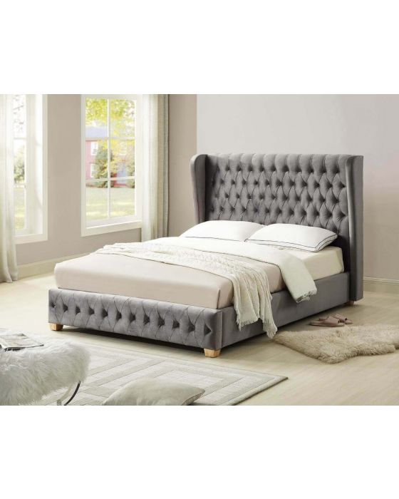 Alma Grey Velvet Bed Frame
