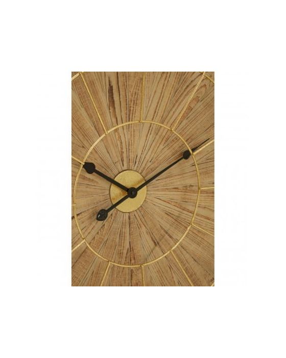 Andrea Natural Wood Gold Wall Clock