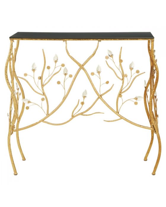 Andrea Rectangular Console Table With Black Top