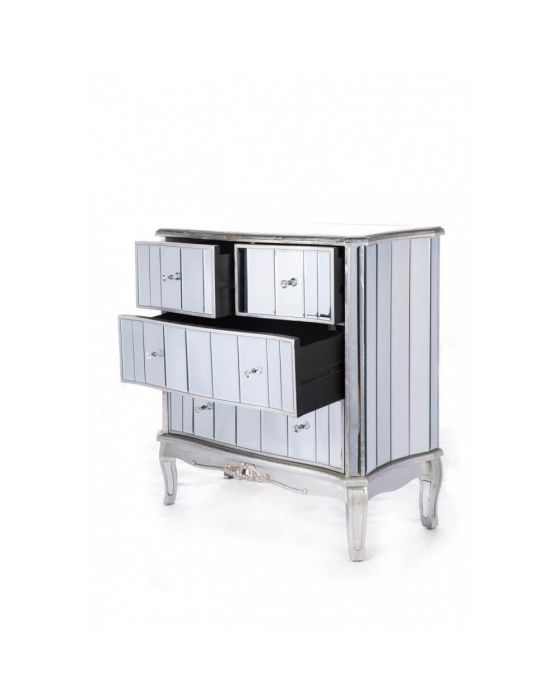 Antonia Shabby Champagne Silver Mirrored Chest of Drawers