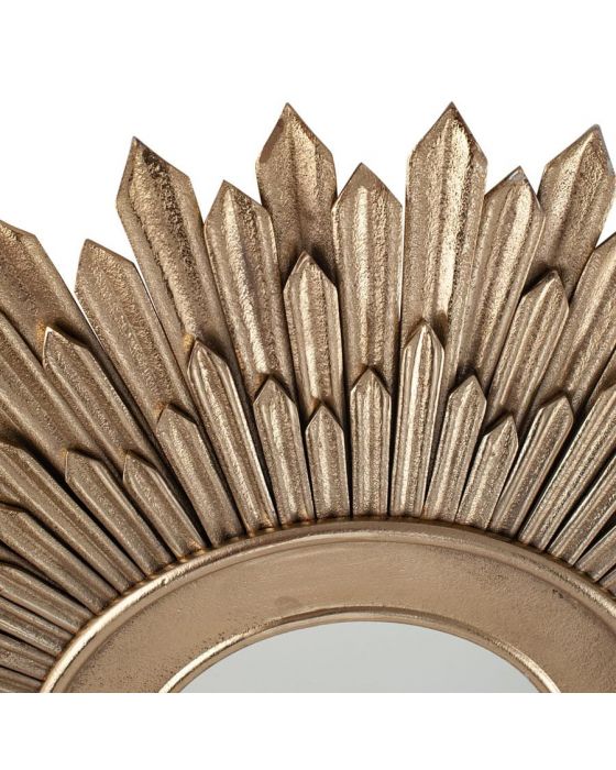 Art Deco Gold Metal Starburst Wall Mirror
