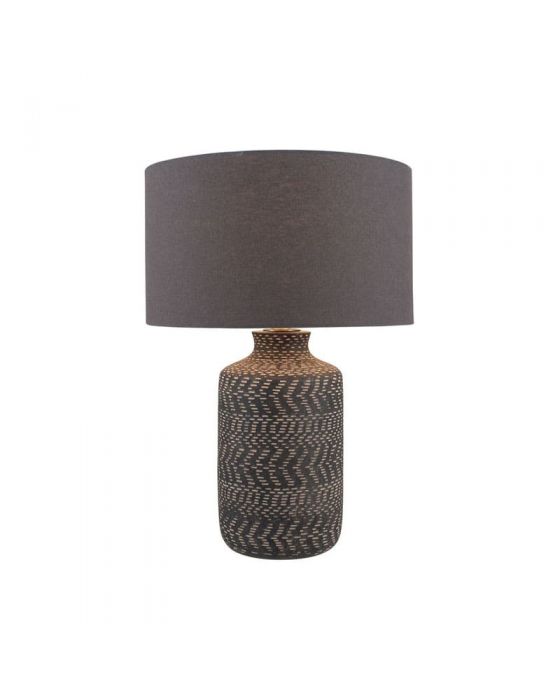 Atouk Textured Black Stoneware Table Lamp - Base Only