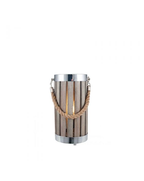 Austell Grey Wash Wood Small Lantern Table Lamp