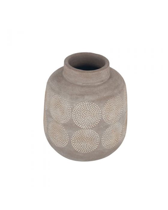 Aztec Matt Grey Embossed Stoneware Vase