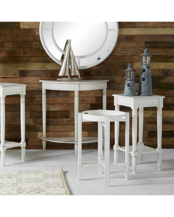 Beth Rustic White Pine Wood Accent Table with Shelf