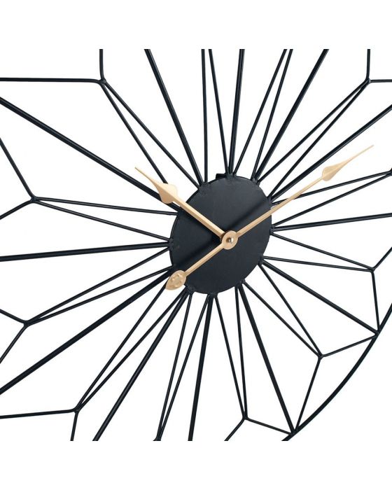 Black and Gold Metal Geometric Round Wall Clock