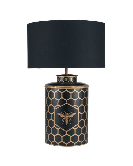 Black & Gold Honeycomb Hand Painted Metal Table Lamp - Base Only