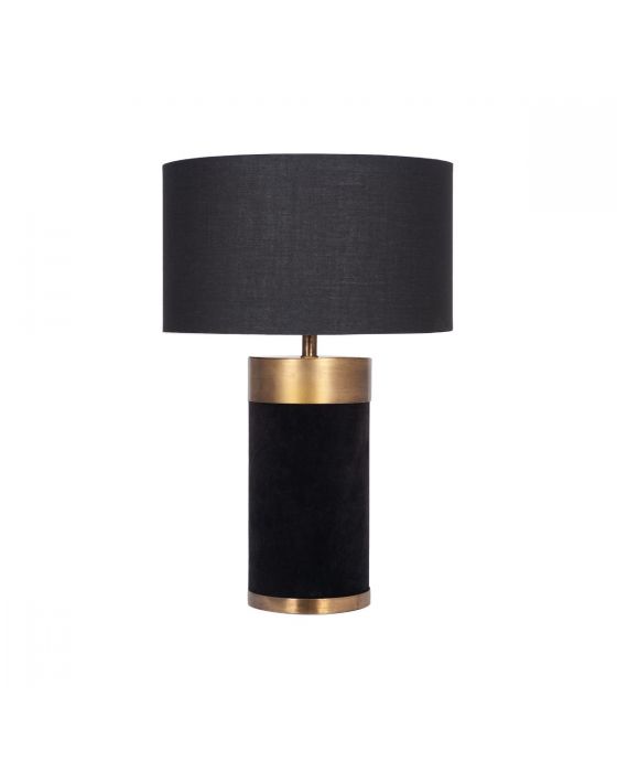 Black Velvet and Antique Gold Metal Table Lamp - Base Only