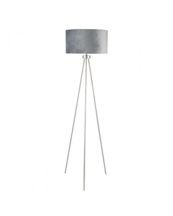 Brushed Silver Tripod Floor Lamp With, Grey Tripod Floor Lamp