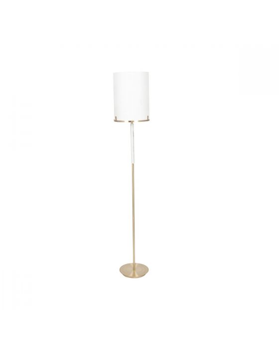 Champagne Gold Metal Stem and Marble Effect Floor Lamp