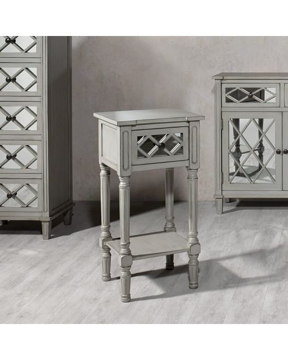Clara Grey Mirrored Side Table