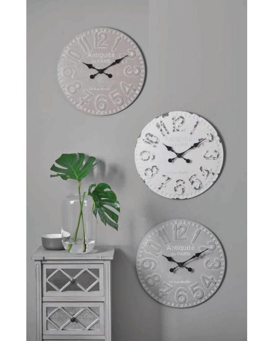 Clarence Dove Grey Wood Round Wall Clock