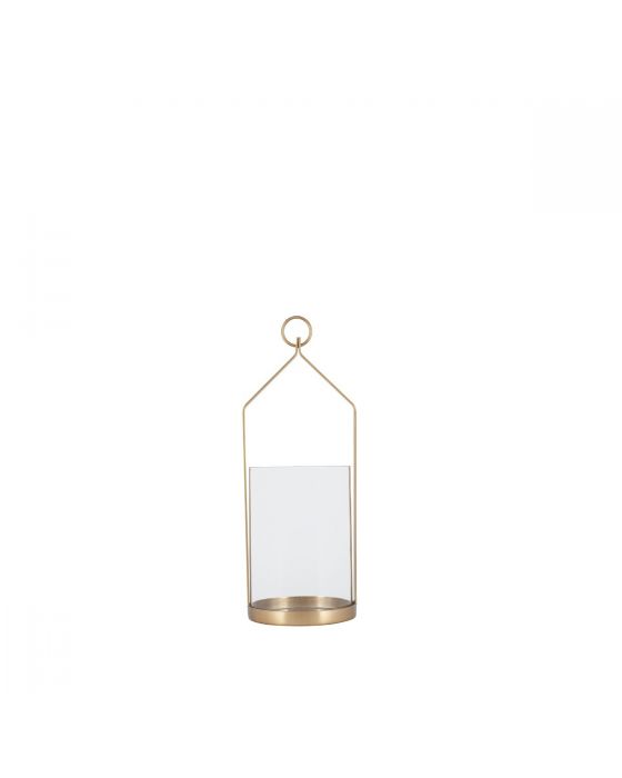 Clear Glass and Brass Metal Small Candle Holder