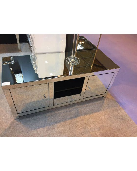 Clear Mirrored 2 Door 1 Drawer TV Unit