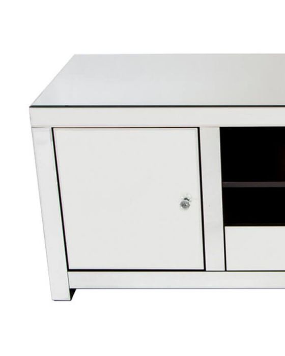 Clear Mirrored 2 Door 1 Drawer TV Unit