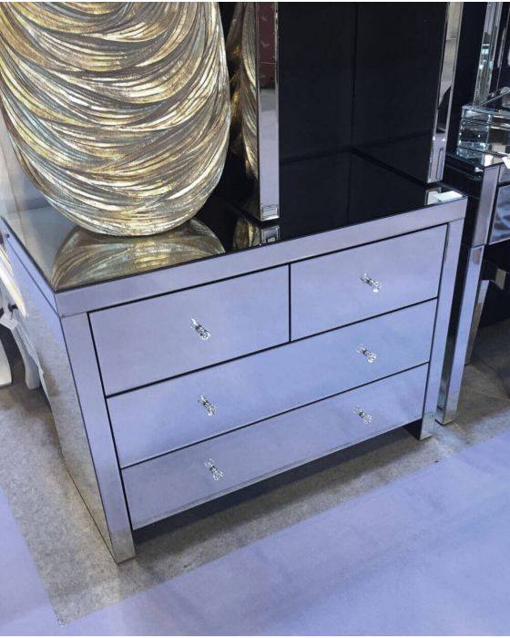 Clear Mirrored Chest of Drawers