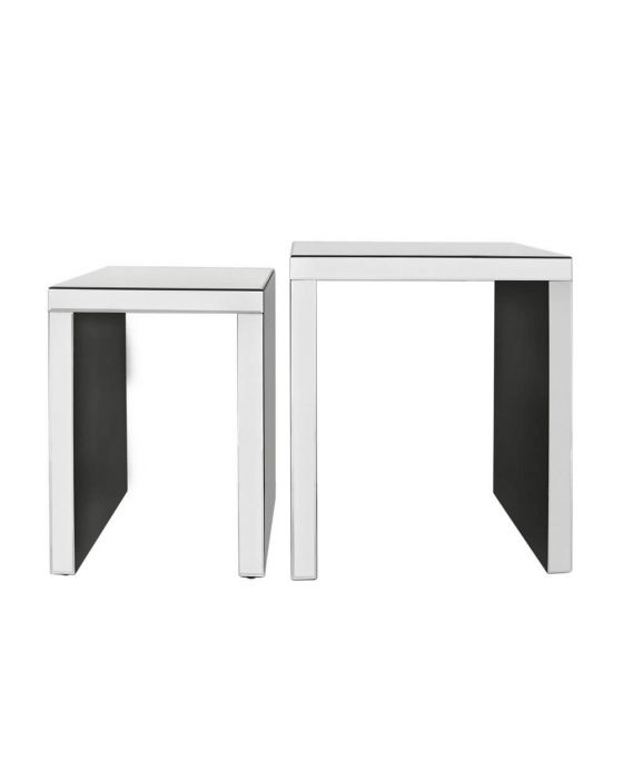 Clear Mirrored Nest Of 2 Tables