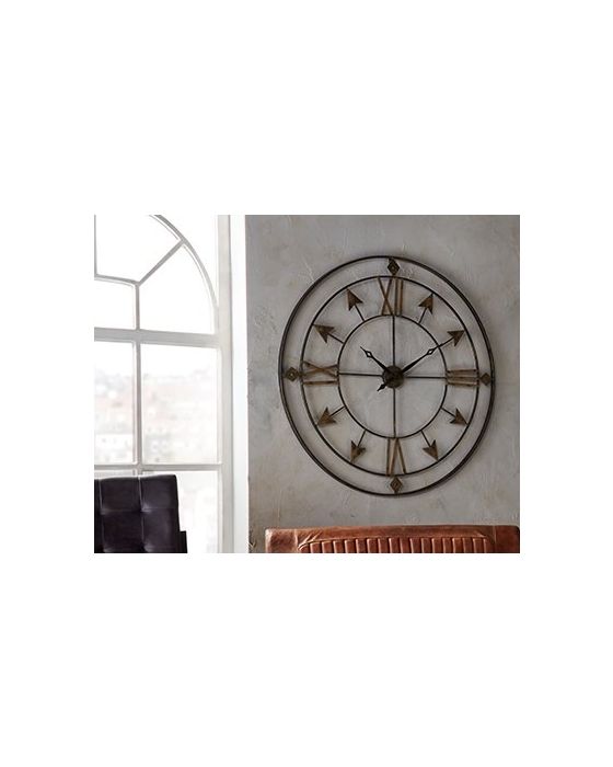 Breezehill Grey and Gold Metal Wall Clock