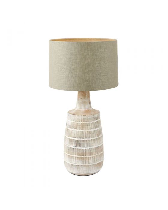 Dambula Grey Wash Wood Textured Tall Neck Table Lamp - Base Only
