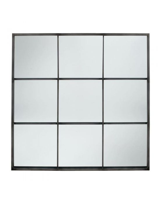 Dark Grey Metal 9 Section Square Wall Mirror